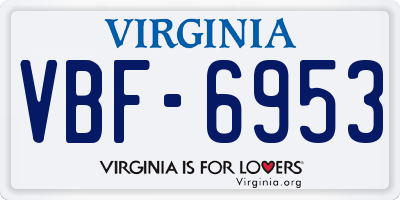VA license plate VBF6953