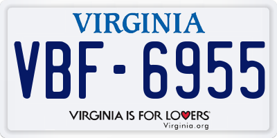 VA license plate VBF6955