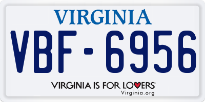 VA license plate VBF6956