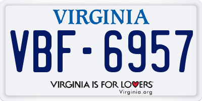 VA license plate VBF6957