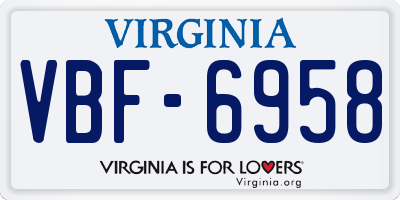 VA license plate VBF6958