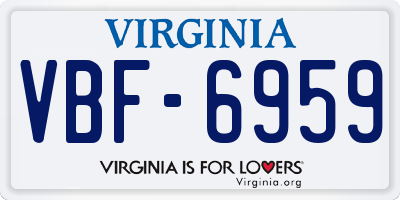 VA license plate VBF6959