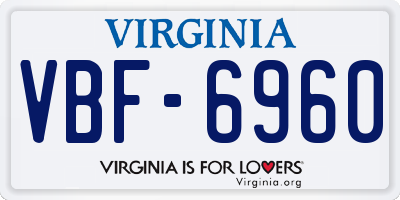 VA license plate VBF6960
