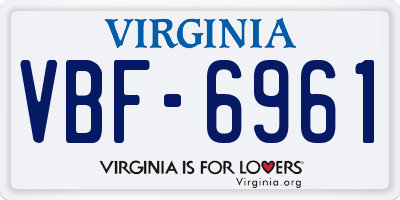 VA license plate VBF6961