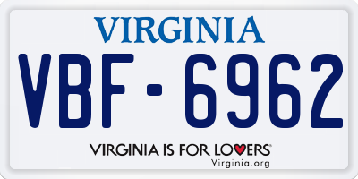 VA license plate VBF6962
