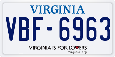 VA license plate VBF6963