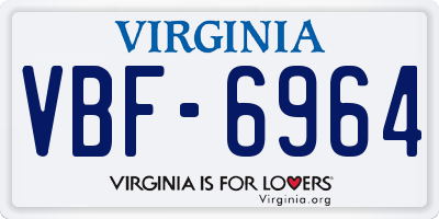VA license plate VBF6964