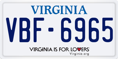 VA license plate VBF6965