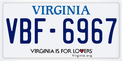 VA license plate VBF6967