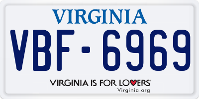 VA license plate VBF6969