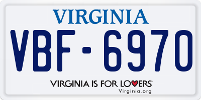 VA license plate VBF6970