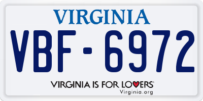 VA license plate VBF6972