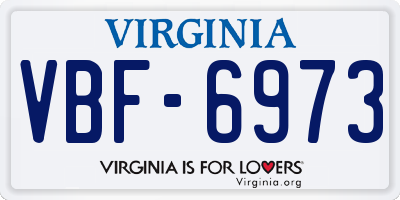 VA license plate VBF6973