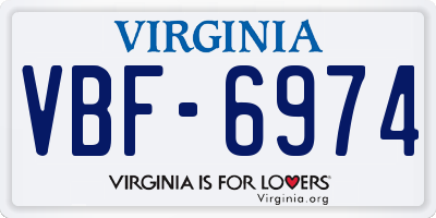 VA license plate VBF6974