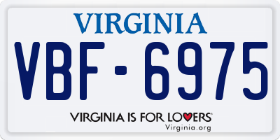 VA license plate VBF6975