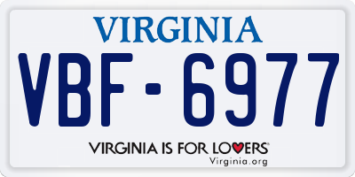 VA license plate VBF6977