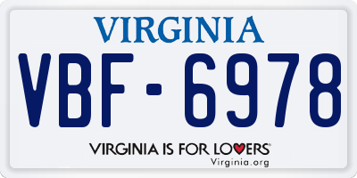 VA license plate VBF6978