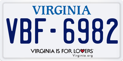 VA license plate VBF6982