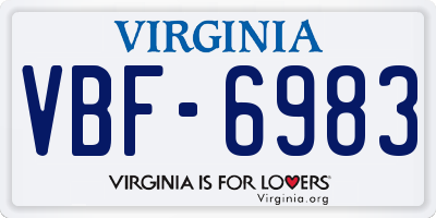 VA license plate VBF6983