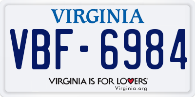 VA license plate VBF6984
