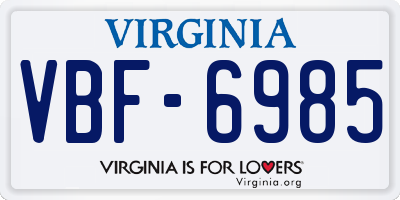 VA license plate VBF6985