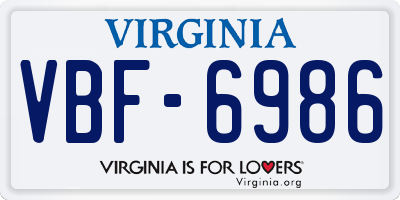 VA license plate VBF6986