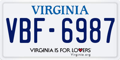 VA license plate VBF6987