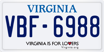 VA license plate VBF6988