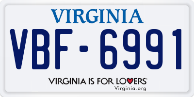 VA license plate VBF6991