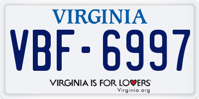 VA license plate VBF6997