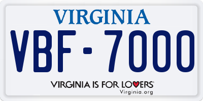 VA license plate VBF7000