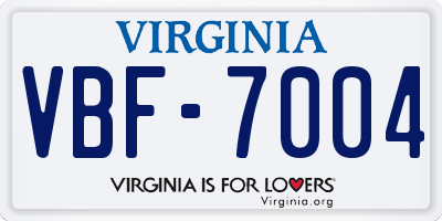 VA license plate VBF7004