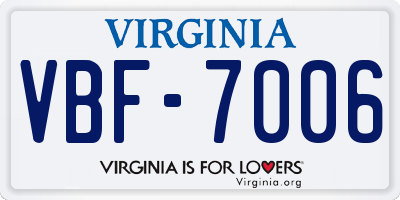 VA license plate VBF7006