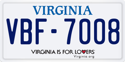 VA license plate VBF7008