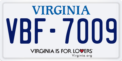 VA license plate VBF7009