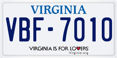 VA license plate VBF7010