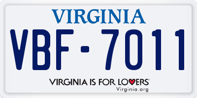 VA license plate VBF7011
