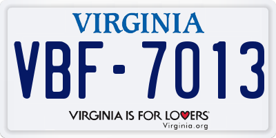VA license plate VBF7013