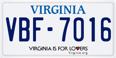 VA license plate VBF7016