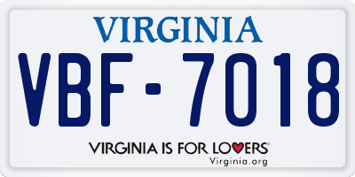 VA license plate VBF7018