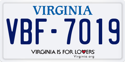 VA license plate VBF7019