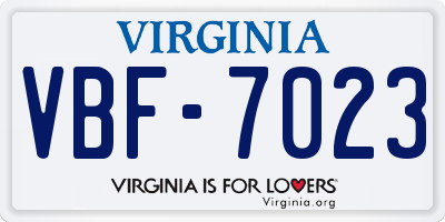 VA license plate VBF7023