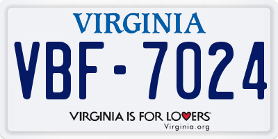 VA license plate VBF7024