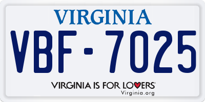 VA license plate VBF7025