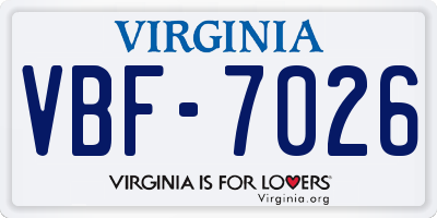 VA license plate VBF7026