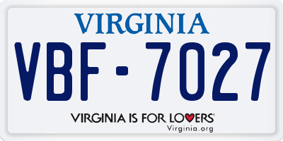 VA license plate VBF7027