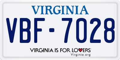 VA license plate VBF7028