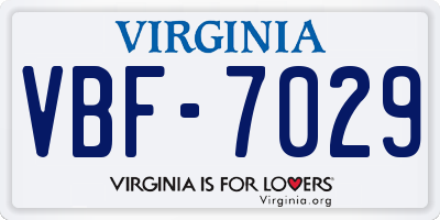 VA license plate VBF7029