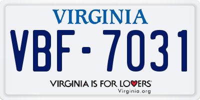 VA license plate VBF7031