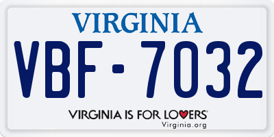 VA license plate VBF7032